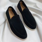 Suede Loafers - Men's Comfortable Rubber Sole Slip-On Loafers Shoes-Chaps of London-Black-40-Chaps of London