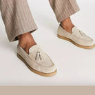 Suede Loafers - Men's Non Slip Beige Tassel Loafer Shoes-Loafers-Chaps of London-Chaps of London
