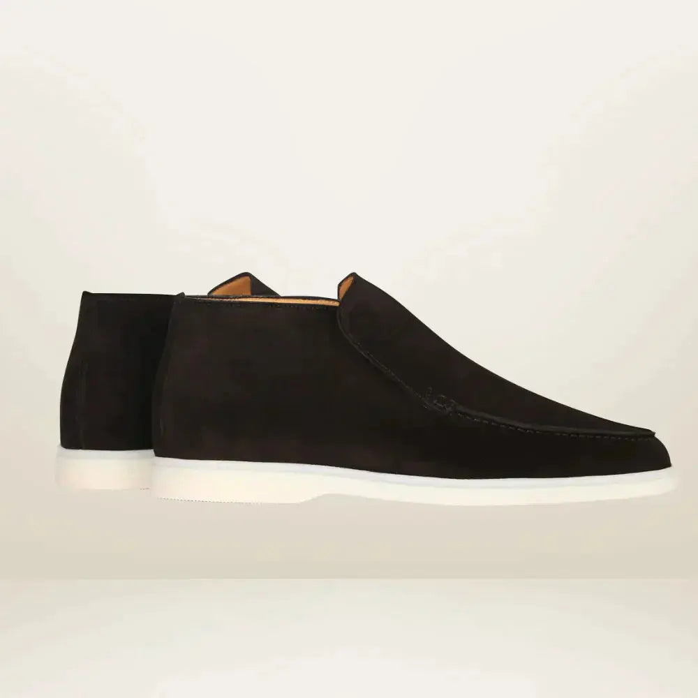 Suede Loafers - Men's Slip-On Non Slip Loafer Shoes-Chaps of London-Black-38-Chaps of London