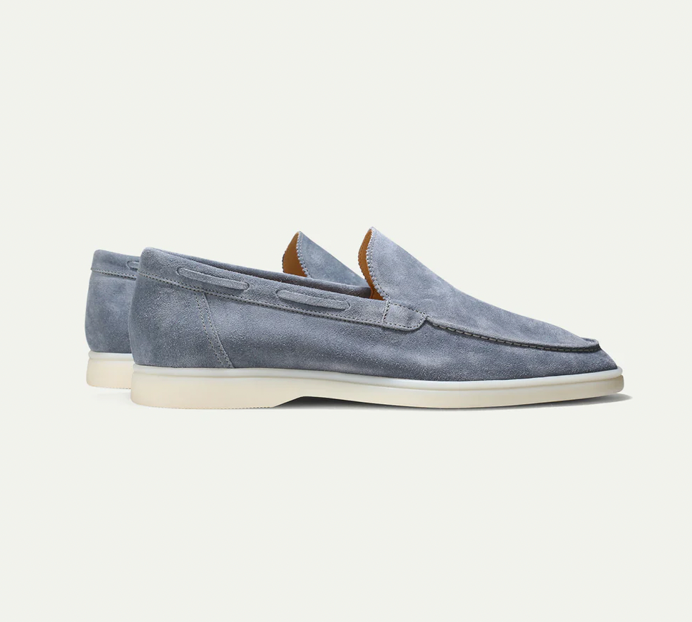 Suede Loafers - Slip-On - Comfortable - Leather Loafers - Men's Shoes-Chaps of London-Blue Yacht-38-Chaps of London