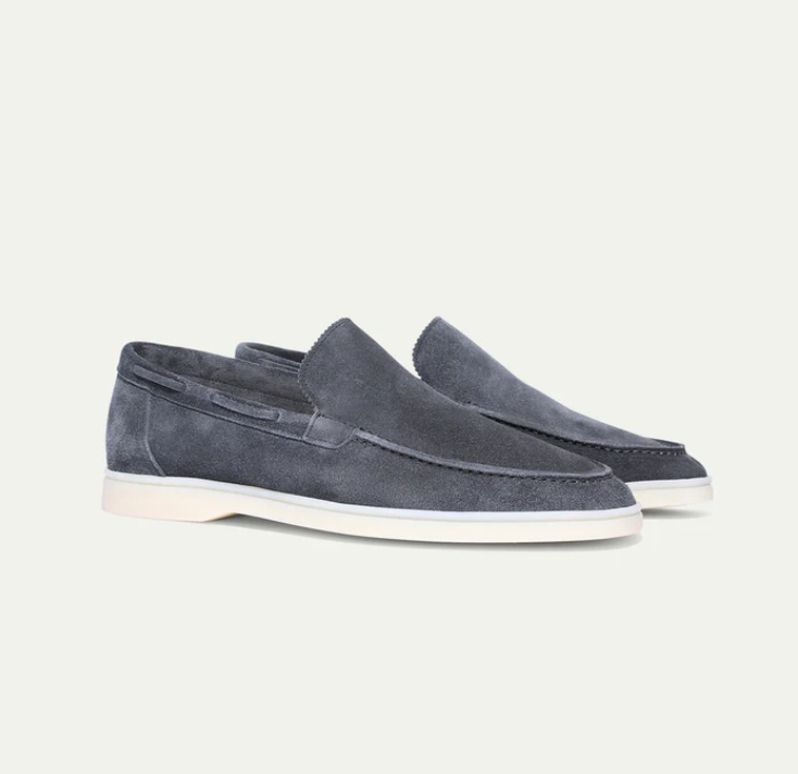 Suede Loafers - Slip-On - Comfortable - Leather Loafers - Men's Shoes-Chaps of London-Dark Gray-38-Chaps of London