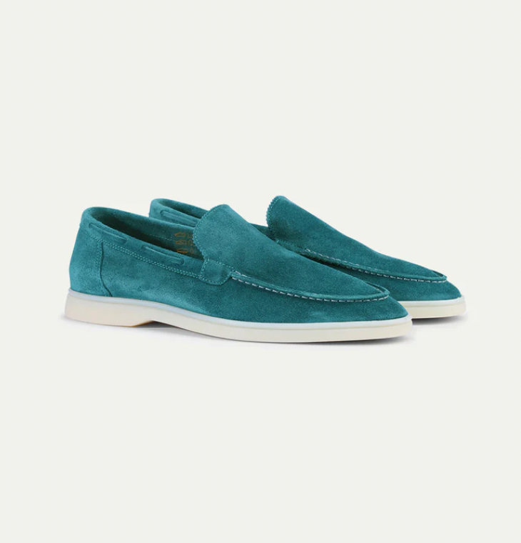 Suede Loafers - Slip-On - Comfortable - Leather Loafers - Men's Shoes-Chaps of London-Dark Turquoise-38-Chaps of London