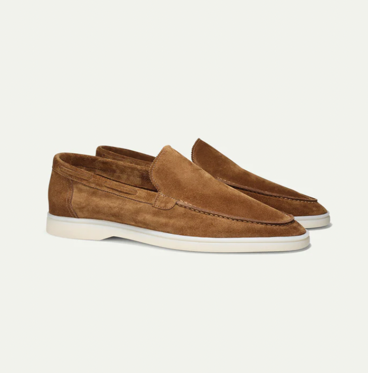 Suede Loafers - Slip-On - Comfortable - Leather Loafers - Men's Shoes-Chaps of London-Light Brown-38-Chaps of London