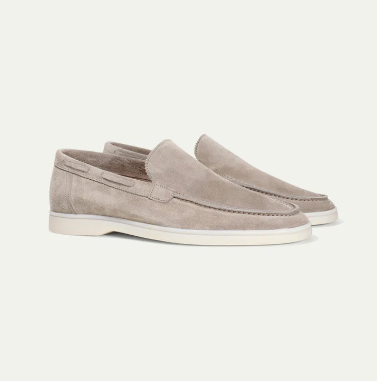 Suede Loafers - Slip-On - Comfortable - Leather Loafers - Men's Shoes-Chaps of London-Light Gray-38-Chaps of London
