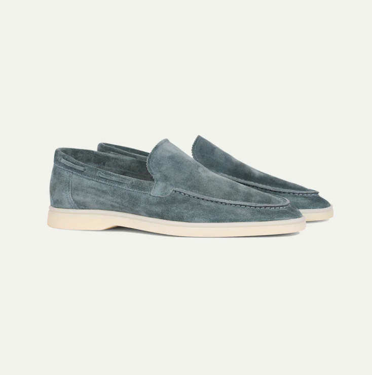 Suede Loafers - Slip-On - Comfortable - Leather Loafers - Men's Shoes-Chaps of London-Light Turquoise-38-Chaps of London