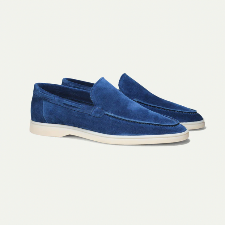 Suede Loafers - Slip-On - Comfortable - Leather Loafers - Men's Shoes-Chaps of London-Navy Blue-38-Chaps of London