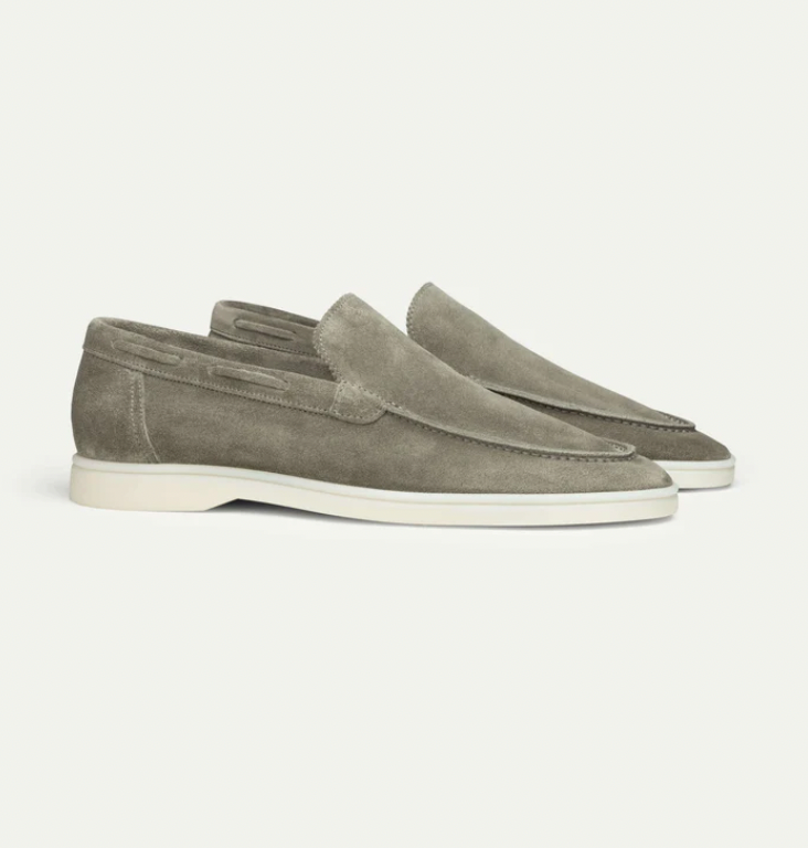 Suede Loafers - Slip-On - Comfortable - Leather Loafers - Men's Shoes-Chaps of London-Olive Green-38-Chaps of London