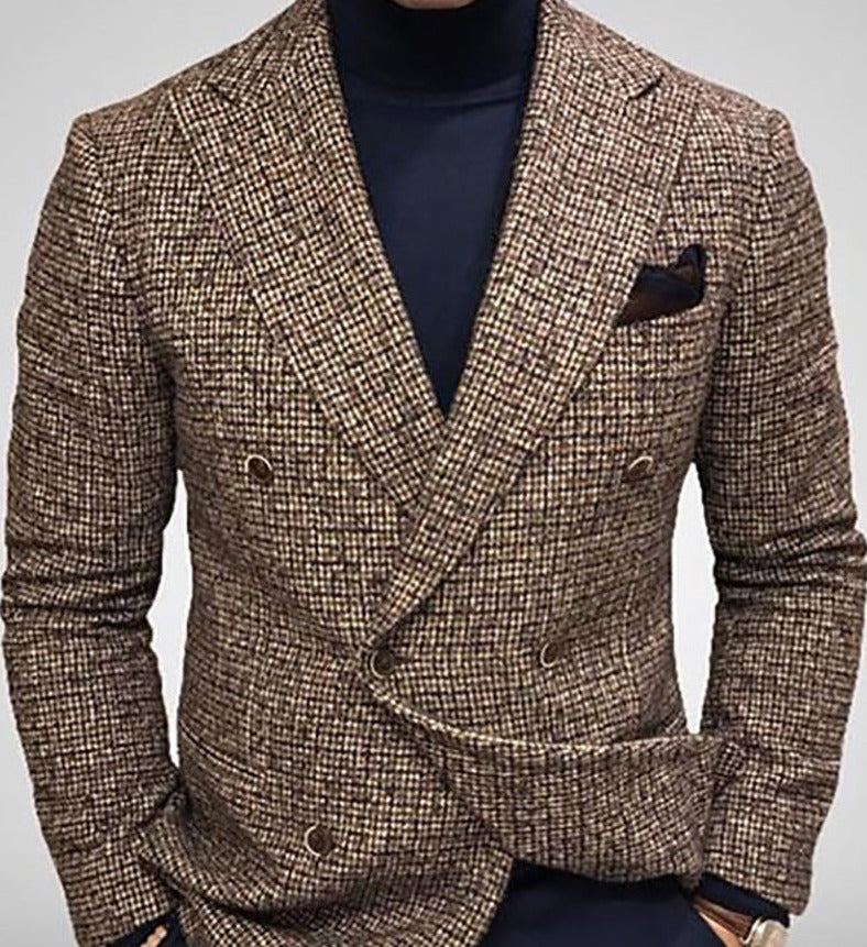 Suit Jacket | Double Breasted | Tailored | Blazer Jacket | Men's Jackets-Men's jacket-Chaps of London-Brown-S-Chaps of London