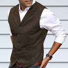 Suit Vest | Single-breasted | Tailored | Tweed Waistcoat | Men's Waistcoat-Chaps of London-Brown-S-Chaps of London