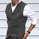 Suit Vest | Single-breasted | Tailored | Tweed Waistcoat | Men's Waistcoat-Chaps of London-Gray-S-Chaps of London