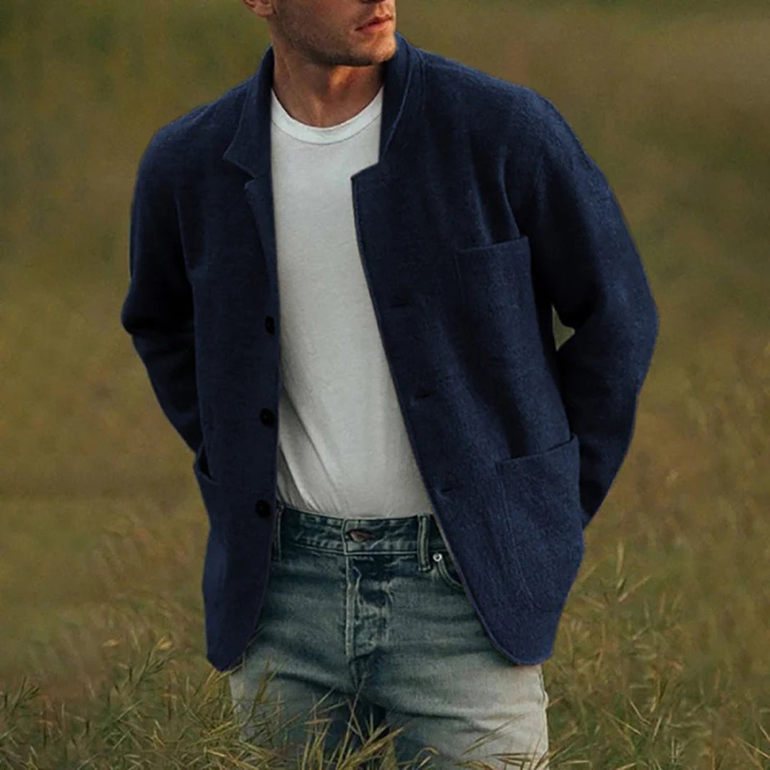 Summer Jacket | Button-Up | Pockets | Cardigan Jacket | Men's Cardigan-Chaps of London-Blue-S-Chaps of London
