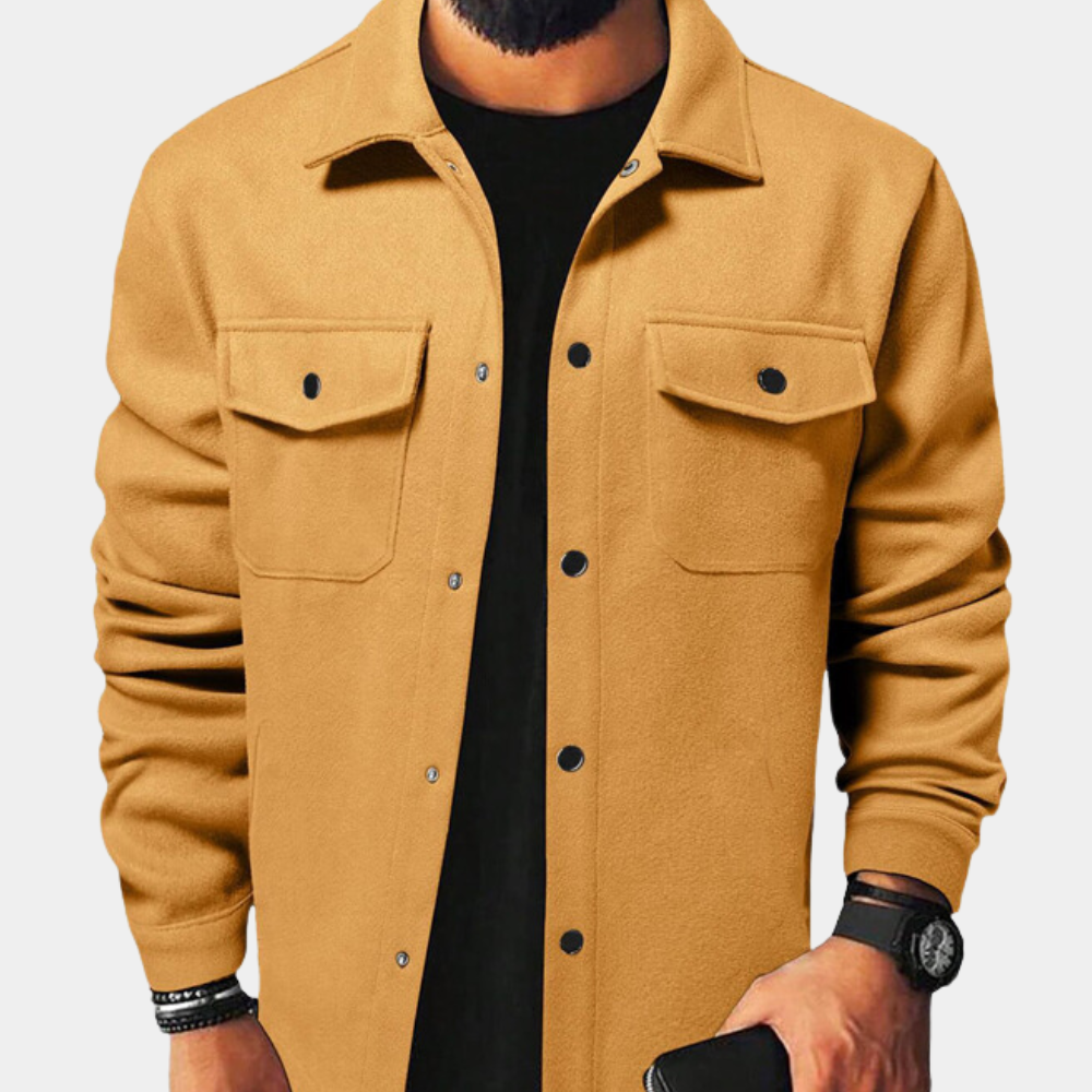 Summer Jacket | Buttoned Up | Breast Pockets | Overshirt | Men's Jackets-Chaps of London-Khaki-S-Chaps of London