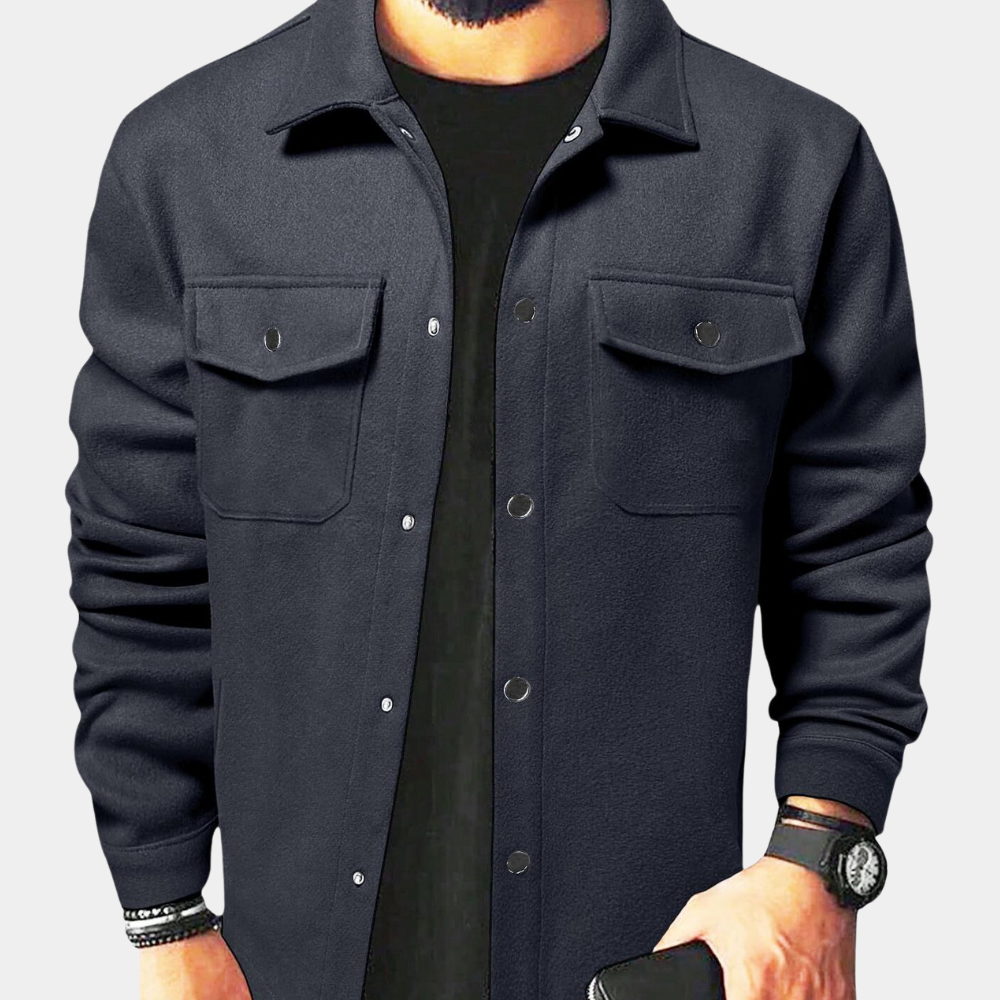Summer Jacket | Buttoned Up | Breast Pockets | Overshirt | Men's Jackets-Chaps of London-Navy Blue-S-Chaps of London