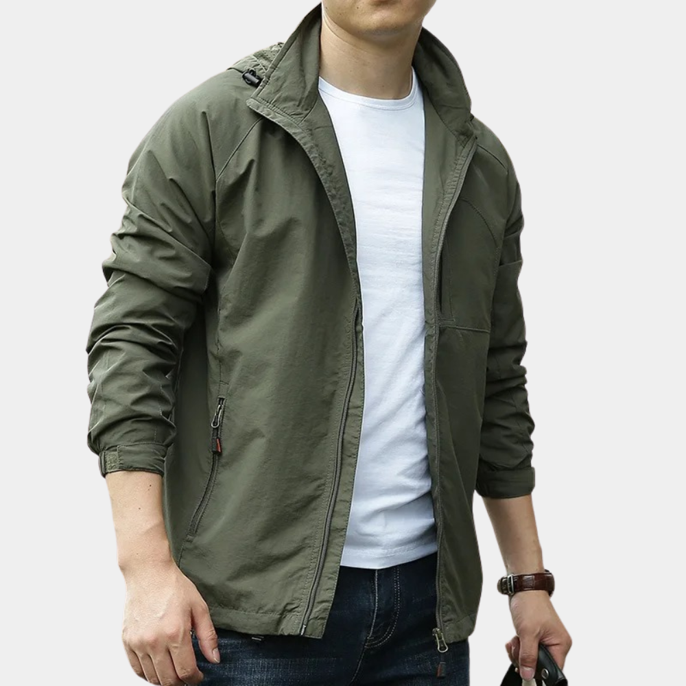 Summer Jacket | Lightweight | Hooded | Cargo Jacket | Men's Jacket -Chaps of London-Army Green-M-Chaps of London