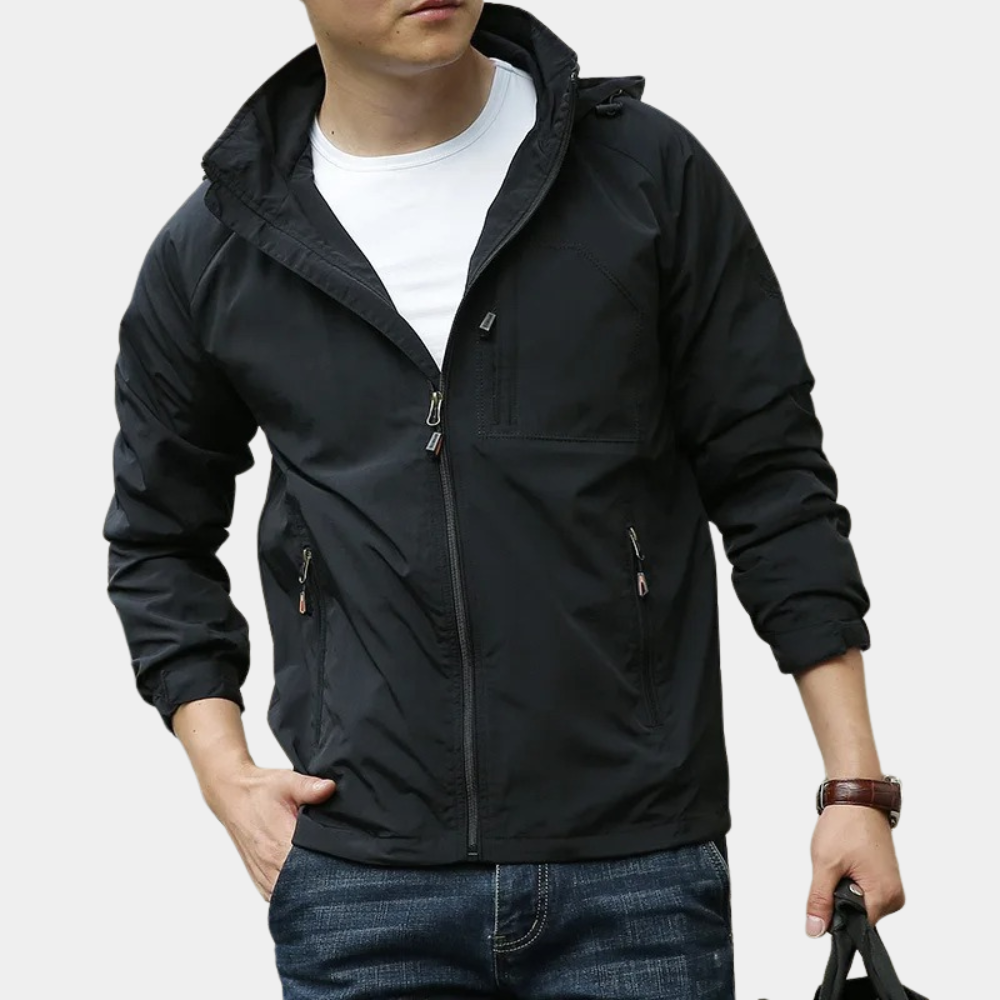 Summer Jacket | Lightweight | Hooded | Cargo Jacket | Men's Jacket -Chaps of London-Black-M-Chaps of London