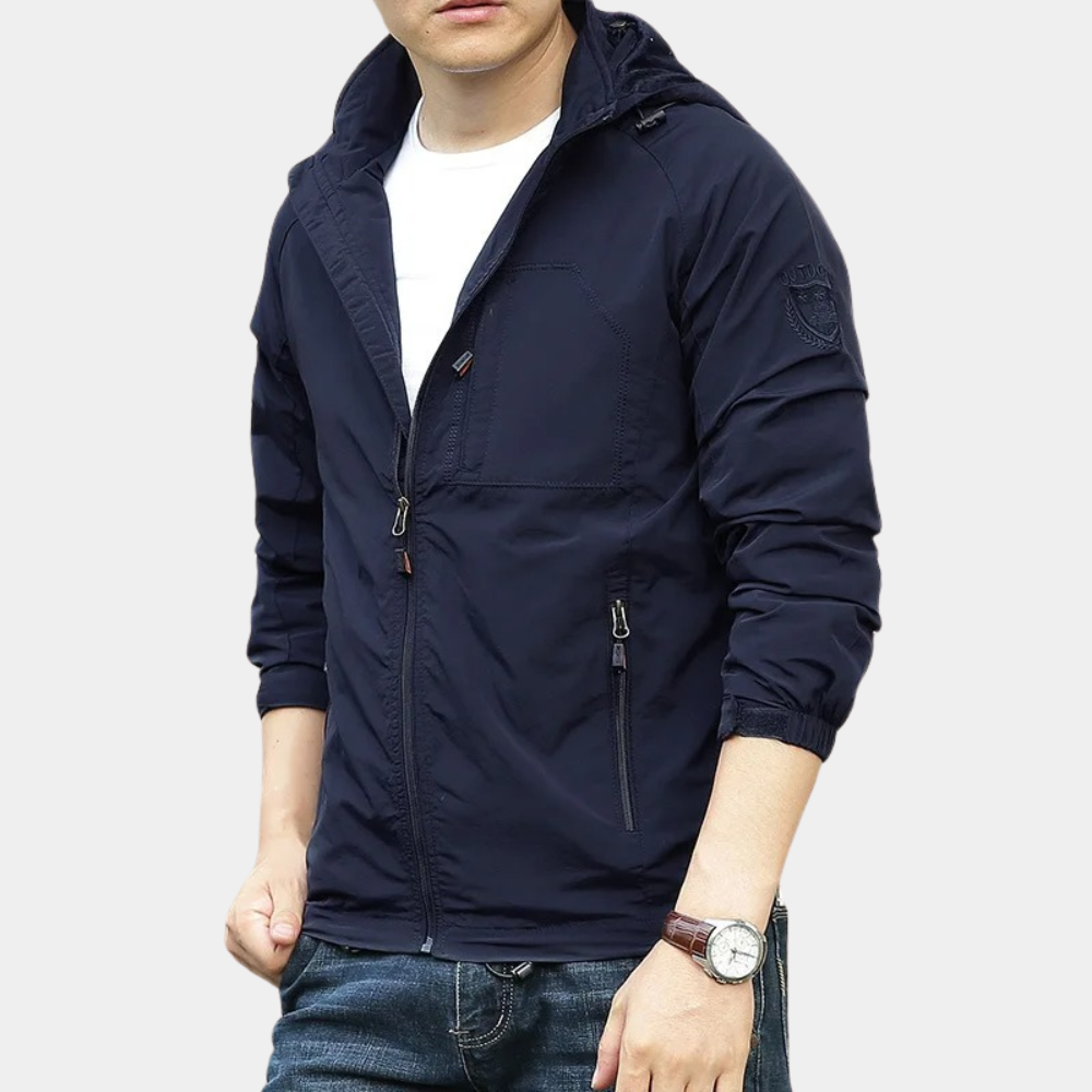 Summer Jacket | Lightweight | Hooded | Cargo Jacket | Men's Jacket -Chaps of London-Navy Blue-M-Chaps of London