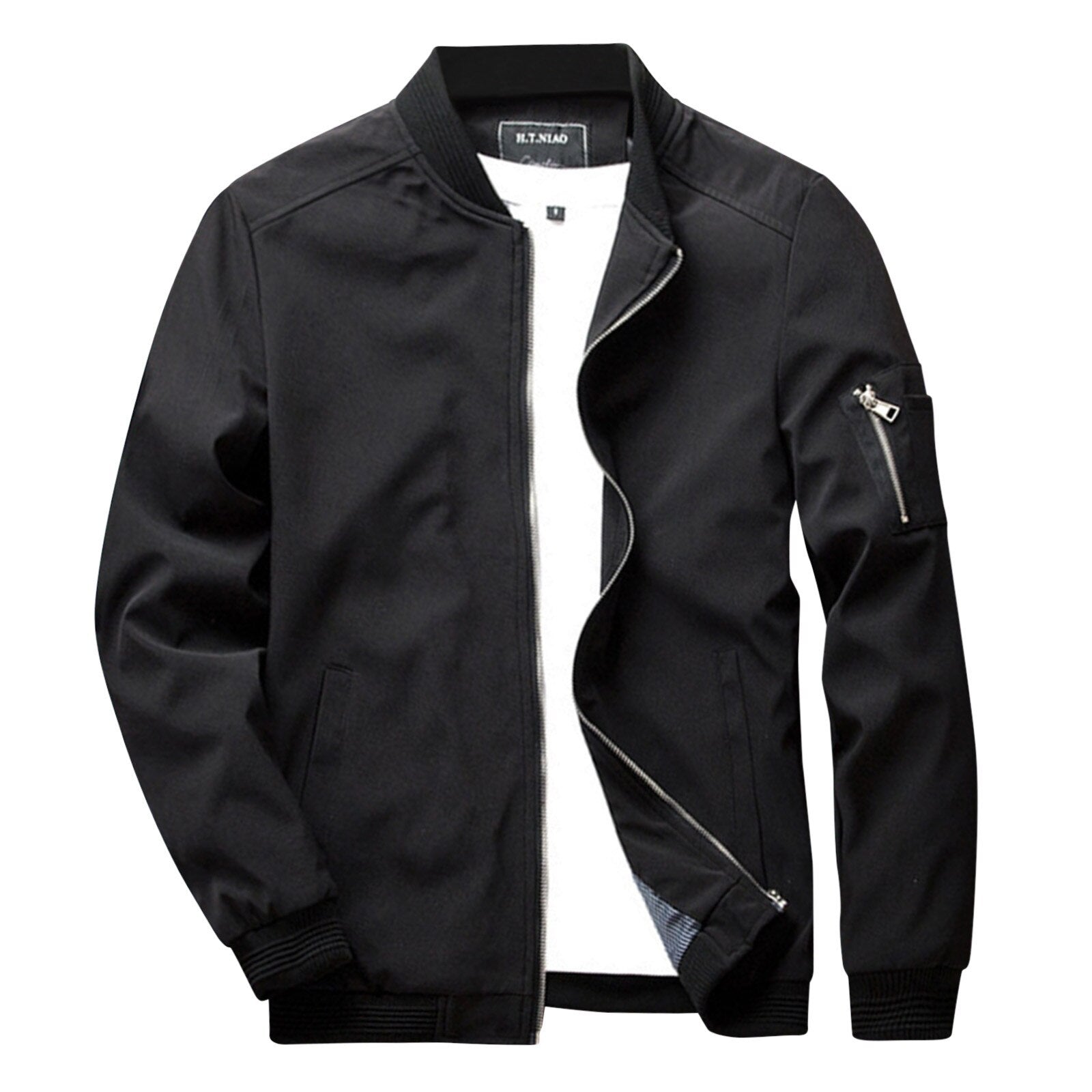 Summer Jacket - Lightweight - Zip-Up - Bomber Jacket - Men's Jacket-Fashion Men Jacket Bomber Spring-Chaps of London-Black-M-Chaps of London