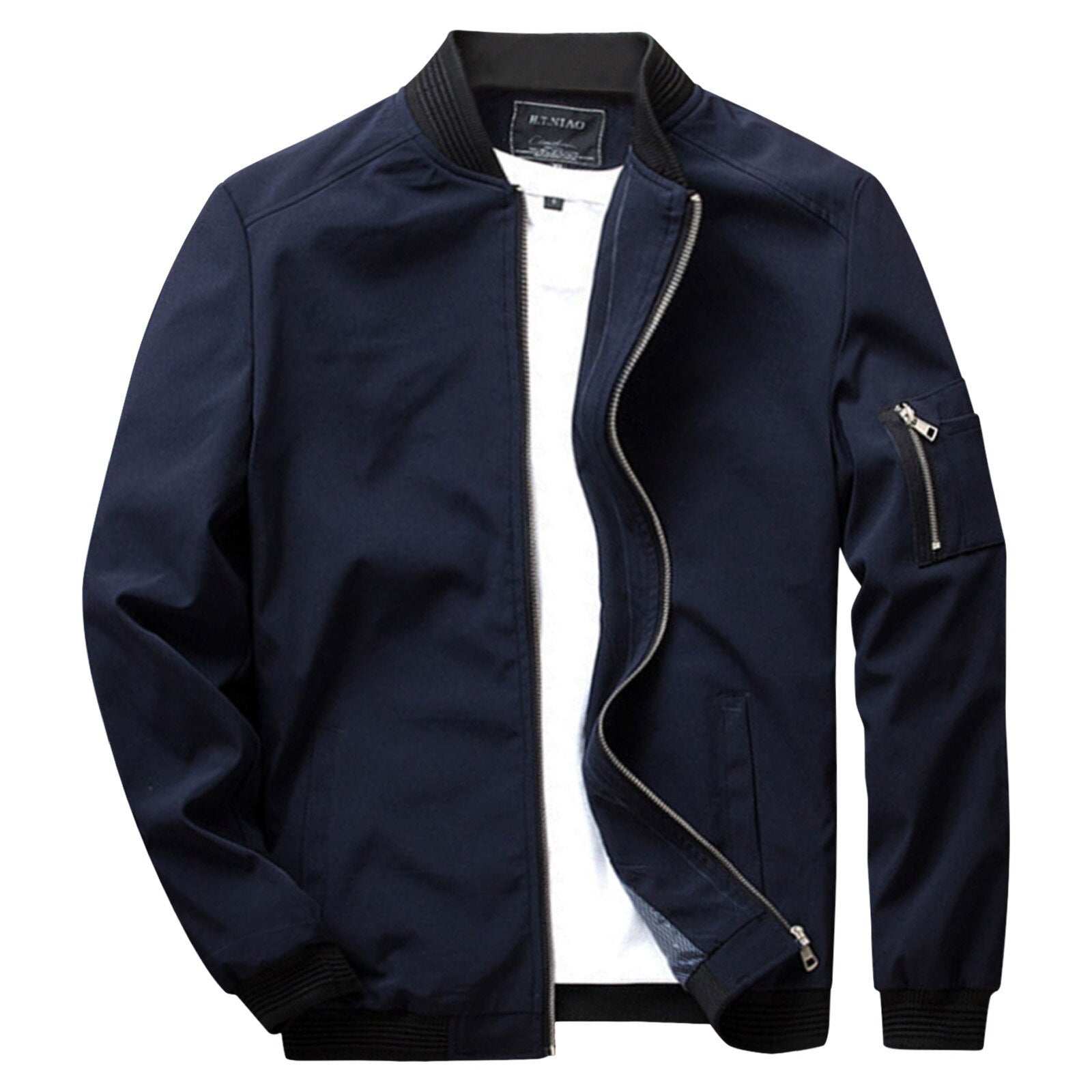 Summer Jacket - Lightweight - Zip-Up - Bomber Jacket - Men's Jacket-Fashion Men Jacket Bomber Spring-Chaps of London-Dark Blue-M-Chaps of London