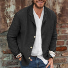 Summer Jacket - Men's Casual Lightweight Linen Blazer Jacket-Men Jackets-Chaps of London-Black-S-Chaps of London