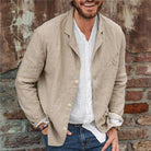 Summer Jacket - Men's Casual Lightweight Linen Blazer Jacket-Men Jackets-Chaps of London-Khaki-S-Chaps of London