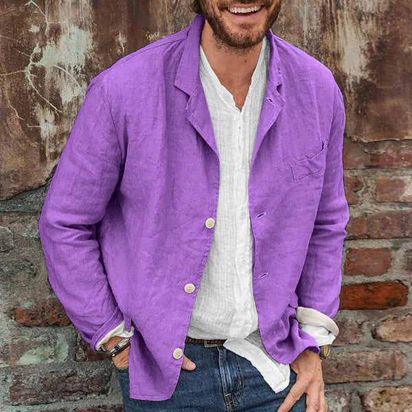Summer Jacket - Men's Casual Lightweight Linen Blazer Jacket-Men Jackets-Chaps of London-Violet-S-Chaps of London