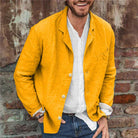 Summer Jacket - Men's Casual Lightweight Linen Blazer Jacket-Men Jackets-Chaps of London-Yellow-S-Chaps of London