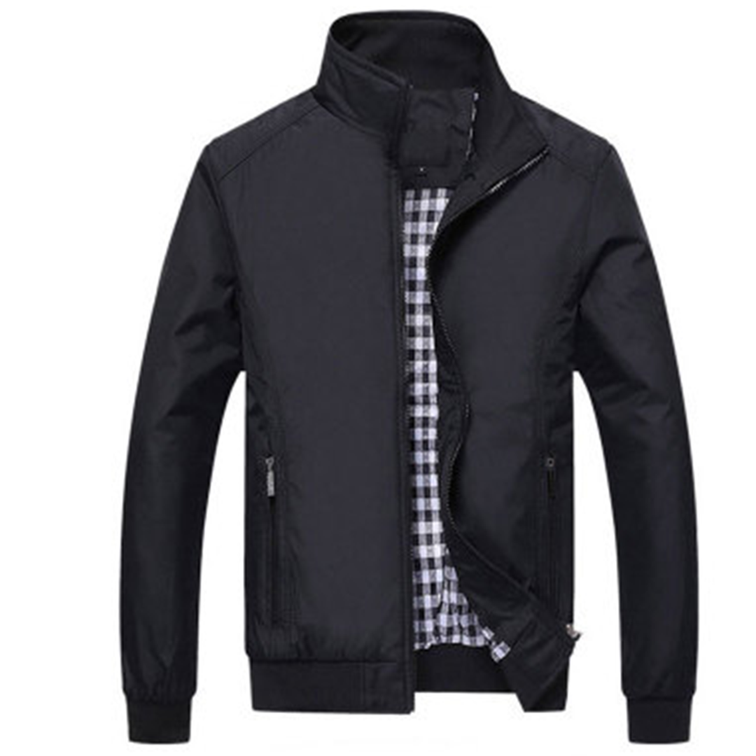 Summer Jacket - Men's Windproof Zip-Up Harrington Jacket-Chaps of London-Black-M-Chaps of London