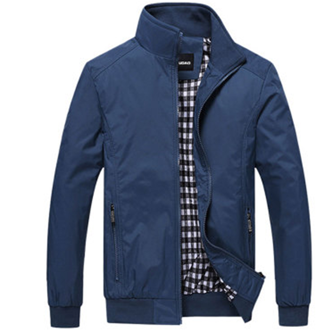 Summer Jacket - Men's Windproof Zip-Up Harrington Jacket-Chaps of London-Blue-M-Chaps of London