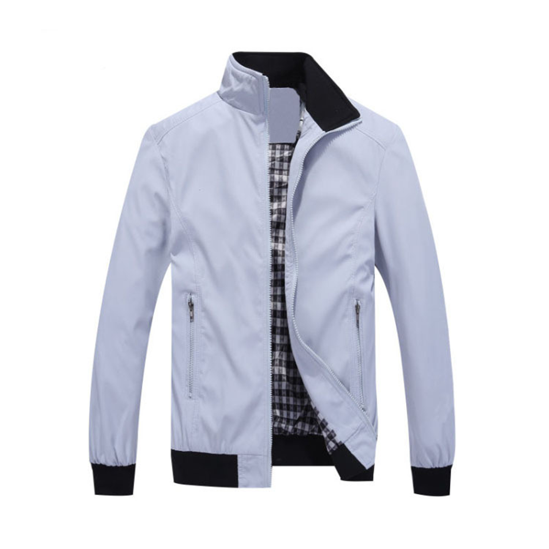 Summer Jacket - Men's Windproof Zip-Up Harrington Jacket-Chaps of London-Light Gray-M-Chaps of London