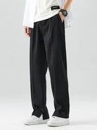 Summer Pants - Men's Lightweight Elastic Waist Straight Leg Slack Pants-Chaps of London-Black-M-Chaps of London