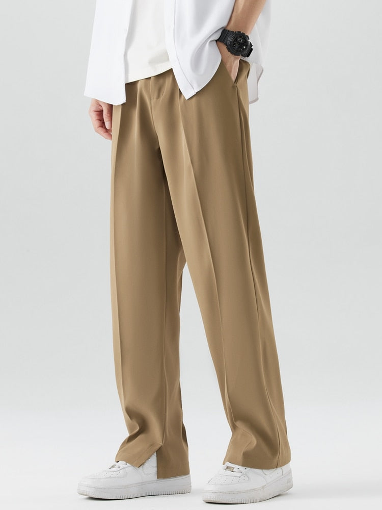 Summer Pants - Men's Lightweight Elastic Waist Straight Leg Slack Pants-Chaps of London-Khaki-M-Chaps of London