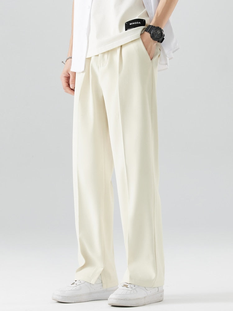 Summer Pants - Men's Lightweight Elastic Waist Straight Leg Slack Pants-Chaps of London-White-M-Chaps of London