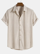Summer Shirt - Button-Up - Loose Fit - Shorts Sleeve Shirt - Men's Shirt-Chaps of London-Beige-S-Chaps of London