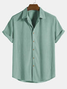 Summer Shirt - Button-Up - Loose Fit - Shorts Sleeve Shirt - Men's Shirt-Chaps of London-Turquoise-S-Chaps of London