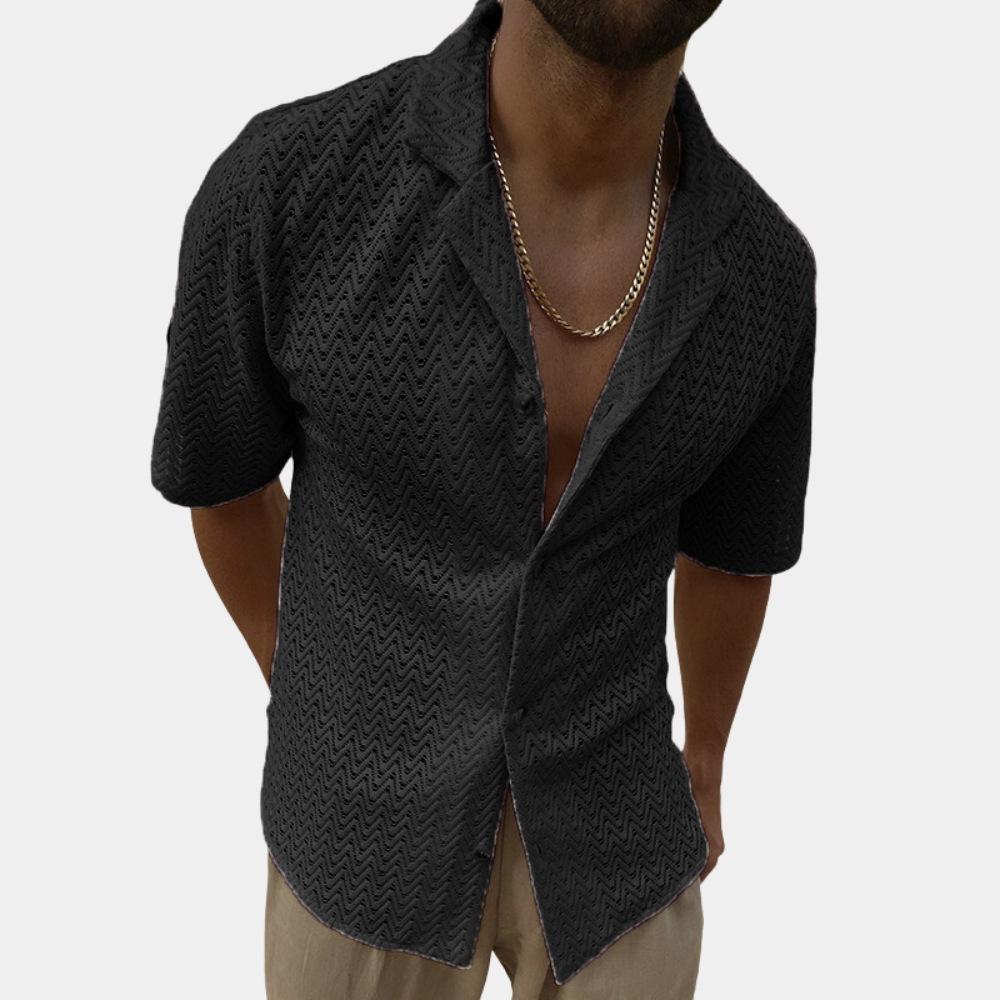 Summer Shirt | Collared | Button-Up | Short Sleeve Shirt | Men's Shirt-Chaps of London-Black-S-Chaps of London