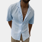 Summer Shirt | Collared | Button-Up | Short Sleeve Shirt | Men's Shirt-Chaps of London-Blue-S-Chaps of London