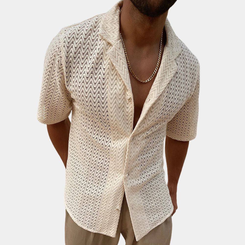 Summer Shirt | Collared | Button-Up | Short Sleeve Shirt | Men's Shirt-Chaps of London-Cream-S-Chaps of London