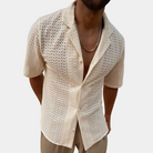 Summer Shirt | Collared | Button-Up | Short Sleeve Shirt | Men's Shirt-Chaps of London-Cream-S-Chaps of London