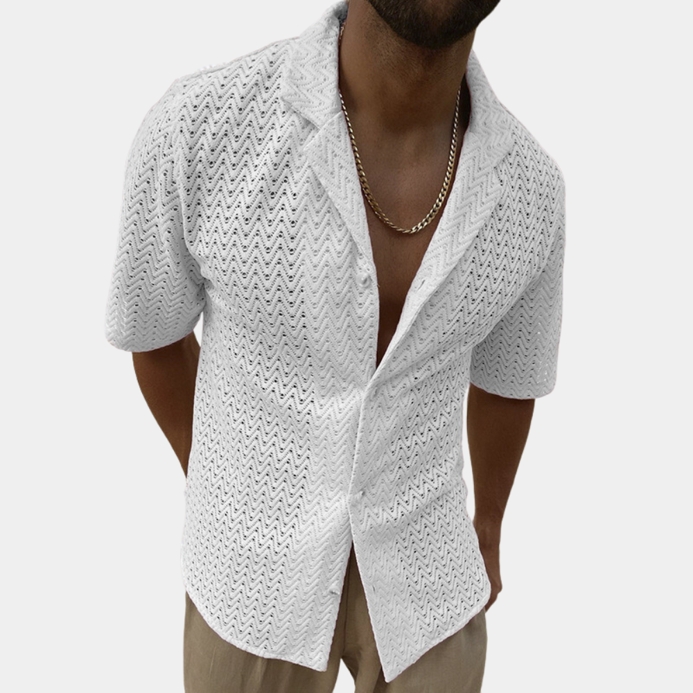 Summer Shirt | Collared | Button-Up | Short Sleeve Shirt | Men's Shirt-Chaps of London-White-S-Chaps of London