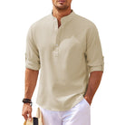Summer Shirt - Men's Lightweight Half Buttoned Long Sleeve Shirt-Chaps of London-Khaki-S-Chaps of London