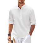 Summer Shirt - Men's Lightweight Half Buttoned Long Sleeve Shirt-Chaps of London-White-S-Chaps of London