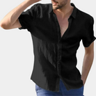 Summer Shirt - Men's Lightweight Short Sleeve Button-Up Shirt-Chaps of London-Black-S-Chaps of London
