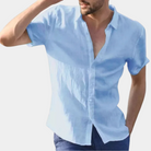 Summer Shirt - Men's Lightweight Short Sleeve Button-Up Shirt-Chaps of London-Blue-S-Chaps of London