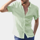 Summer Shirt - Men's Lightweight Short Sleeve Button-Up Shirt-Chaps of London-Green-S-Chaps of London