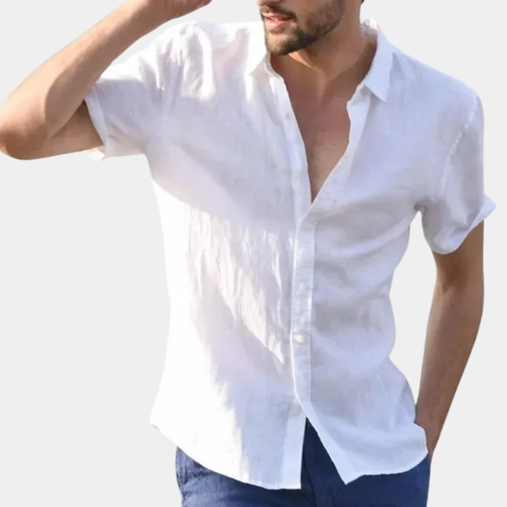 Summer Shirt - Men's Lightweight Short Sleeve Button-Up Shirt-Chaps of London-White-S-Chaps of London