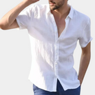 Summer Shirt - Men's Lightweight Short Sleeve Button-Up Shirt-Chaps of London-White-S-Chaps of London