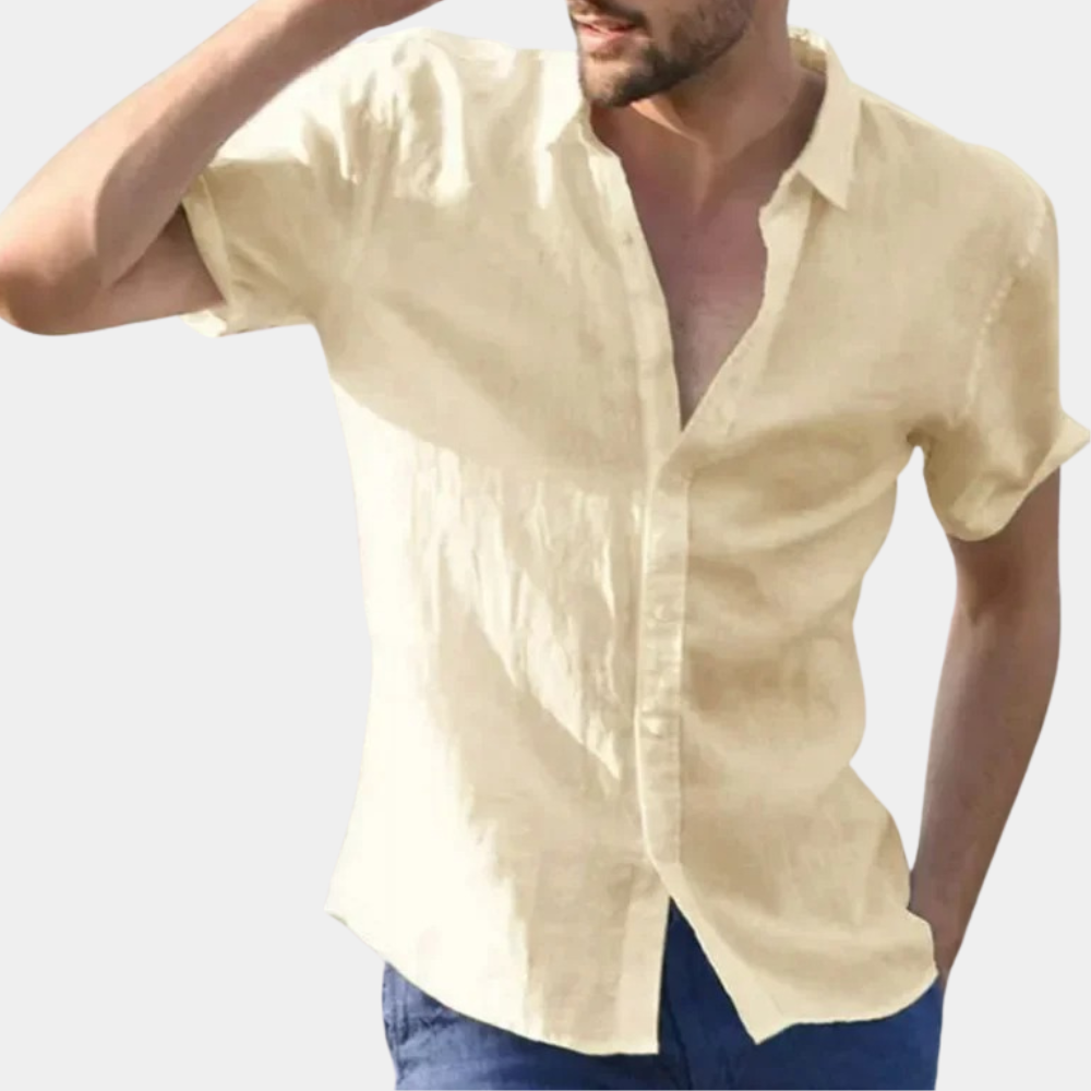 Summer Shirt - Men's Lightweight Short Sleeve Button-Up Shirt-Chaps of London-Yellow-S-Chaps of London