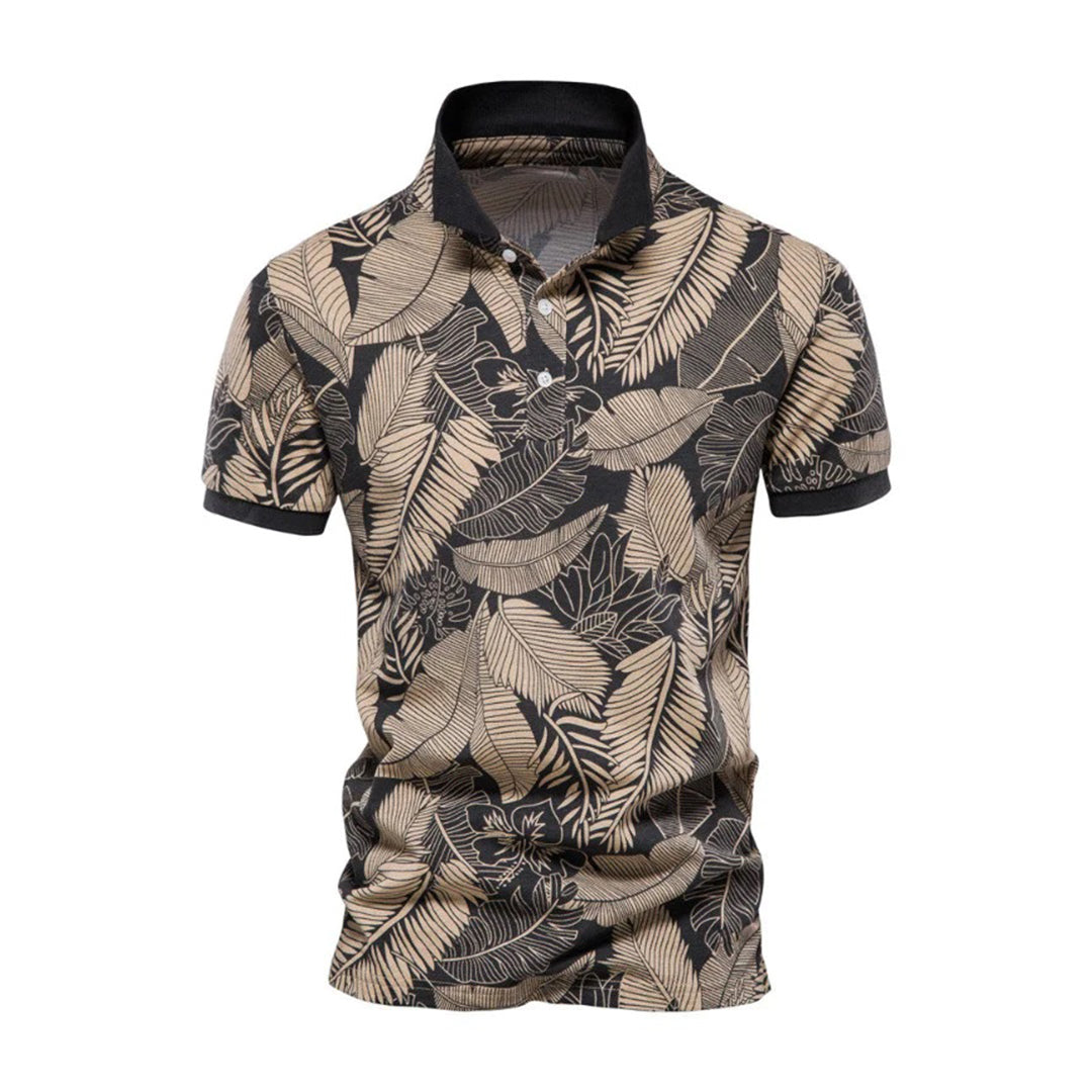 Summer Shirt - Men's Short Sleeve Printed Collared Polo T-Shirt-Fashion Men Polo Floral Summer-Chaps of London-Black-S-Chaps of London