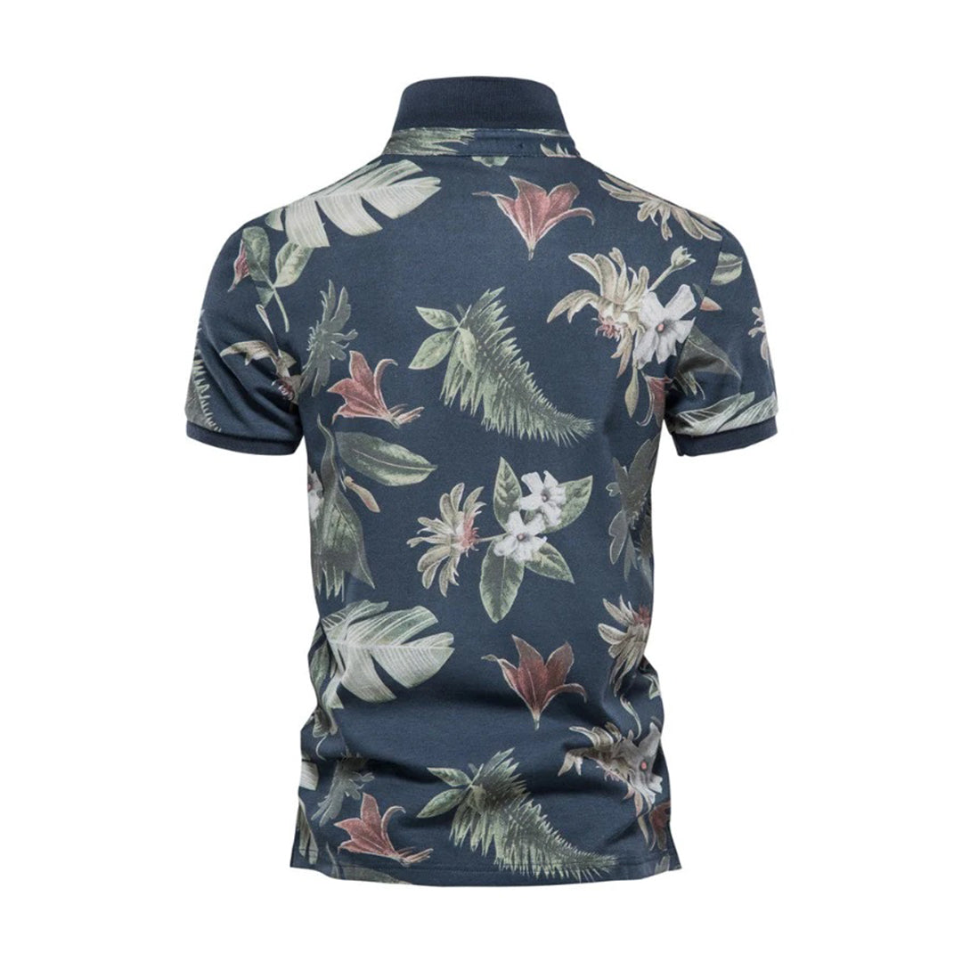 Summer Shirt - Men's Short Sleeve Printed Collared Polo T-Shirt-Fashion Men Polo Floral Summer-Chaps of London-Chaps of London