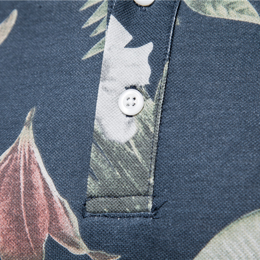 Summer Shirt - Men's Short Sleeve Printed Collared Polo T-Shirt-Fashion Men Polo Floral Summer-Chaps of London-Chaps of London
